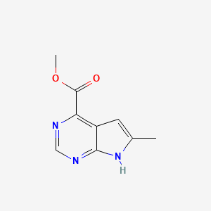 molecular formula C9H9N3O2 B3108191 6-甲基-7H-吡咯并[2,3-d]嘧啶-4-甲酸甲酯 CAS No. 1638767-69-7