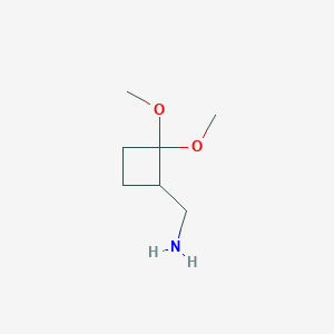 molecular formula C7H15NO2 B3108195 (2,2-二甲氧基环丁基)甲胺 CAS No. 1638768-88-3