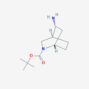 molecular formula C12H22N2O2 B3108209 叔丁基(1s,4s,5r)-5-氨基-2-氮杂双环[2.2.2]辛烷-2-羧酸酯 CAS No. 1638771-38-6