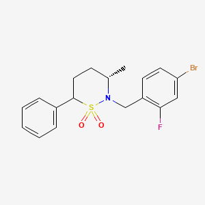 molecular formula C18H19BrFNO2S B3108260 (3S)-2-(4-Bromo-2-fluorobenzyl)-3-methyl-6-phenyl-1,2-thiazinane 1,1-dioxide CAS No. 1642303-04-5
