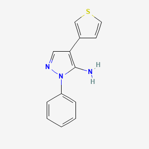 molecular formula C13H11N3S B3108427 1-Phenyl-4-(3-thienyl)-1H-pyrazol-5-amine CAS No. 165404-13-7