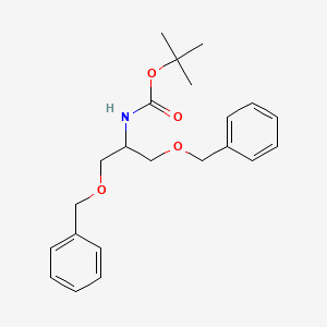 molecular formula C22H29NO4 B3108631 叔丁基(1,3-双(苯甲氧基)丙-2-基)氨基甲酸酯 CAS No. 167486-39-7