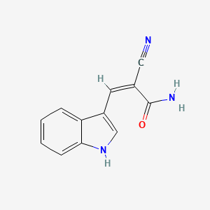 molecular formula C12H9N3O B3108776 (2Z)-2-cyano-3-(1H-indol-3-yl)prop-2-enamide CAS No. 168463-95-4