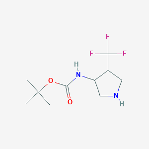 molecular formula C10H17F3N2O2 B3108778 叔丁基N-[4-(三氟甲基)吡咯烷-3-基]氨基甲酸酯 CAS No. 168545-06-0