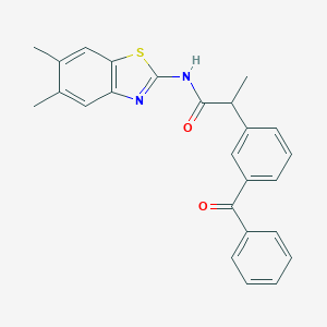 molecular formula C25H22N2O2S B310895 2-(3-benzoylphenyl)-N-(5,6-dimethyl-1,3-benzothiazol-2-yl)propanamide 