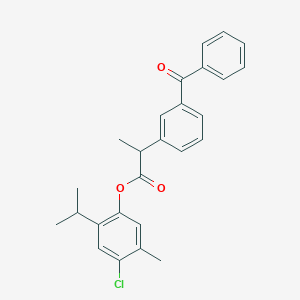 molecular formula C26H25ClO3 B310899 4-Chloro-2-isopropyl-5-methylphenyl 2-(3-benzoylphenyl)propanoate 