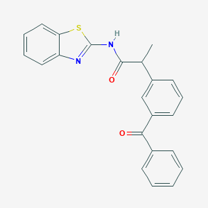 molecular formula C23H18N2O2S B310908 N-(1,3-benzothiazol-2-yl)-2-(3-benzoylphenyl)propanamide 