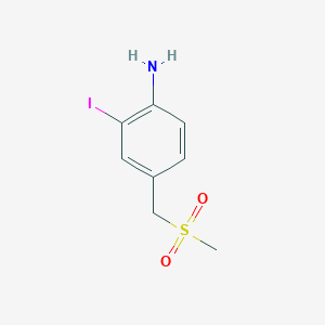molecular formula C8H10INO2S B3109101 2-Iodo-4-[(methylsulfonyl)methyl]benzenamine CAS No. 170151-08-3