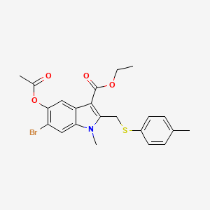 molecular formula C22H22BrNO4S B3109142 ethyl 5-acetoxy-6-bromo-1-methyl-2-(p-tolylthiomethyl)-1H-indole-3-carboxylate CAS No. 1704066-63-6