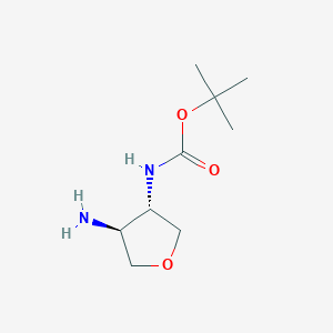 molecular formula C9H18N2O3 B3109147 tert-Butyl ((3S,4S)-4-aminotetrahydrofuran-3-yl)carbamate CAS No. 1704434-26-3