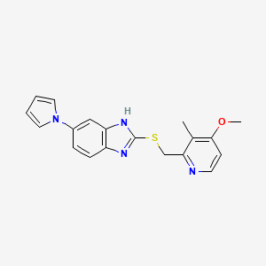 molecular formula C19H18N4OS B3109368 2-[[(4-Methoxy-3-methyl-2-pyridinyl)methyl]thio]-6-(1H-pyrrol-1-yl)-1H-benzimidazole CAS No. 172152-35-1