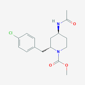 molecular formula C16H21ClN2O3 B3109905 (2R,4S)-methyl 4-acetamido-2-(4-chlorobenzyl)piperidine-1-carboxylate CAS No. 177707-17-4