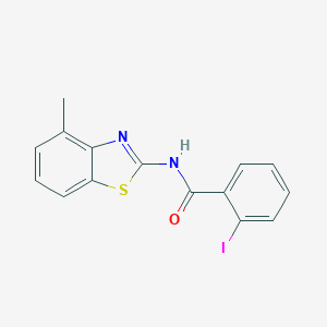 molecular formula C15H11IN2OS B311000 2-iodo-N-(4-methyl-1,3-benzothiazol-2-yl)benzamide 