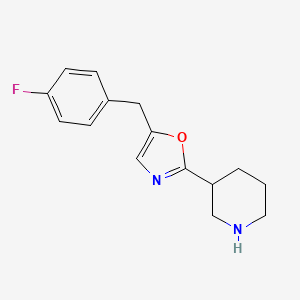 molecular formula C15H17FN2O B3110168 5-(4-Fluorobenzyl)-2-(piperidin-3-yl)oxazole CAS No. 1785759-46-7