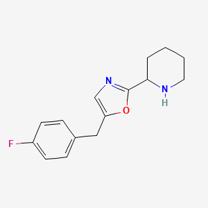 molecular formula C15H17FN2O B3110173 5-(4-Fluorobenzyl)-2-(piperidin-2-yl)oxazole CAS No. 1785759-50-3