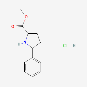 molecular formula C12H16ClNO2 B3110200 Methyl 5-phenylpyrrolidine-2-carboxylate hydrochloride CAS No. 1786224-47-2