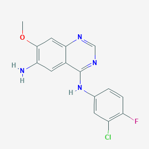molecular formula C15H12ClFN4O B3110358 N4-(3-Chloro-4-fluorophenyl)-7-methoxyquinazoline-4,6-diamine CAS No. 179552-75-1