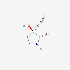 molecular formula C7H9NO2 B3110440 (S)-3-Ethynyl-3-hydroxy-1-methylpyrrolidin-2-one CAS No. 1799615-79-4