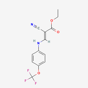 molecular formula C13H11F3N2O3 B3110544 ethyl (2E)-2-cyano-3-{[4-(trifluoromethoxy)phenyl]amino}prop-2-enoate CAS No. 1802940-41-5