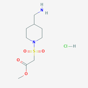 molecular formula C9H19ClN2O4S B3110571 Methyl 2-{[4-(aminomethyl)piperidin-1-yl]sulfonyl}acetate hydrochloride CAS No. 1803570-09-3