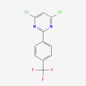 molecular formula C11H5Cl2F3N2 B3110758 Pyrimidine, 4,6-dichloro-2-[4-(trifluoromethyl)phenyl]- CAS No. 180607-14-1