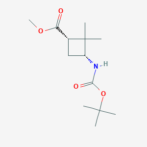 molecular formula C13H23NO4 B3110919 methyl (1S,3R)-3-(tert-butoxycarbonylamino)-2,2-dimethyl-cyclobutanecarboxylate CAS No. 1809088-76-3