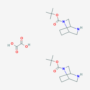 molecular formula C24H42N4O8 B3110943 Tert-butyl 2,5-diazabicyclo[2.2.2]octane-2-carboxylate hemioxalate CAS No. 1810070-04-2