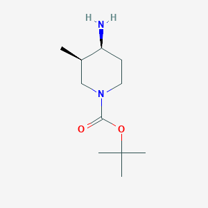 molecular formula C11H22N2O2 B3111077 (3R,4S)-4-Amino-3-methyl-piperidine-1-carboxylic acid tert-butyl ester CAS No. 1820569-34-3