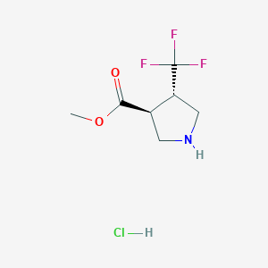 molecular formula C7H11ClF3NO2 B3111270 盐酸（3S,4S）-4-(三氟甲基)吡咯烷-3-羧酸甲酯 CAS No. 1821794-05-1
