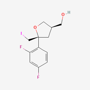 molecular formula C12H13F2IO2 B3111307 (3R-cis)-5-(2,4-difluorophenyl)tetrahydro-5-(iodomethyl)-3-furanmethanol CAS No. 182210-71-5