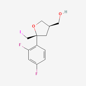 molecular formula C12H13F2IO2 B3111307 (3R-顺)-5-(2,4-二氟苯基)四氢-5-(碘甲基)-3-呋喃甲醇 CAS No. 182210-71-5