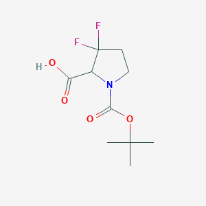 molecular formula C10H15F2NO4 B3111322 1-(tert-Butoxycarbonyl)-3,3-difluoropyrrolidine-2-carboxylic acid CAS No. 1822567-84-9