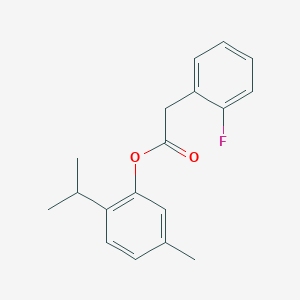 molecular formula C18H19FO2 B311141 2-Isopropyl-5-methylphenyl(2-fluorophenyl)acetate 