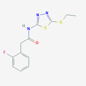molecular formula C12H12FN3OS2 B311158 N-[5-(ethylthio)-1,3,4-thiadiazol-2-yl]-2-(2-fluorophenyl)acetamide 
