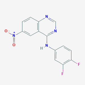 molecular formula C14H8F2N4O2 B3111634 N-(3,4-二氟苯基)-6-硝基喹唑啉-4-胺 CAS No. 184360-64-3