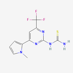 molecular formula C11H10F3N5S B3111648 6-(1-Methylpyrrol-2-yl)-2-thioureido-4-(trifluoromethyl)pyrimidine CAS No. 1845698-48-7