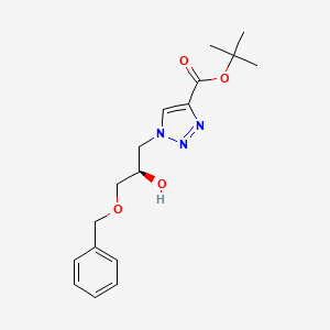 molecular formula C17H23N3O4 B3111722 (R)-tert-butyl 1-(3-(benzyloxy)-2-hydroxypropyl)-1H-1,2,3-triazole-4-carboxylate CAS No. 1853165-94-2