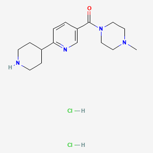 molecular formula C16H26Cl2N4O B3111765 1-甲基-4-[(6-哌啶-4-基吡啶-3-基)羰基]哌嗪二盐酸盐 CAS No. 1858256-82-2