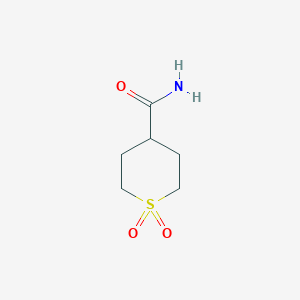 molecular formula C6H11NO3S B3111958 Tetrahydro-2H-thiopyran-4-carboxamide 1,1-dioxide CAS No. 1870140-18-3