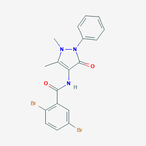 molecular formula C18H15Br2N3O2 B311204 2,5-dibromo-N-(1,5-dimethyl-3-oxo-2-phenyl-2,3-dihydro-1H-pyrazol-4-yl)benzamide 