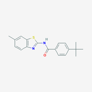 molecular formula C19H20N2OS B311217 4-tert-butyl-N-(6-methyl-1,3-benzothiazol-2-yl)benzamide 