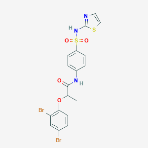 molecular formula C18H15Br2N3O4S2 B311235 2-(2,4-dibromophenoxy)-N-{4-[(1,3-thiazol-2-ylamino)sulfonyl]phenyl}propanamide 