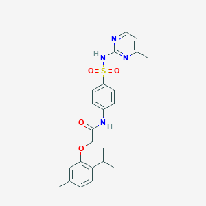 molecular formula C24H28N4O4S B311239 N-(4-{[(4,6-dimethyl-2-pyrimidinyl)amino]sulfonyl}phenyl)-2-(2-isopropyl-5-methylphenoxy)acetamide 