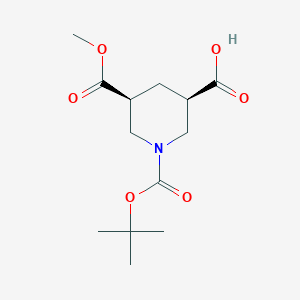 molecular formula C13H21NO6 B3112710 1-(t-Butoxycarbonyl)-cis-3-methoxycarbonyl-piperidine-5-carboxylic acid CAS No. 191544-72-6