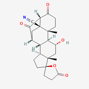 molecular formula C24H29NO5 B3112806 螺[呋喃-2(3H),17'-[4,7]甲烷[17H]环戊[a]菲]-5'(2'H)-碳腈,十六氢-11'-羟基-10',13'-二甲基-3',5,20'-三氧代-, (4'S,5'S,7'R,8'S,9'S,10'R,11'R,13'S,14'S,17'R)- CAS No. 192704-54-4