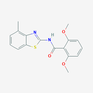 molecular formula C17H16N2O3S B311294 2,6-dimethoxy-N-(4-methyl-1,3-benzothiazol-2-yl)benzamide 