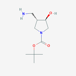 molecular formula C10H20N2O3 B3112972 叔丁基（3S,4R）-3-（氨基甲基）-4-羟基吡咯烷-1-羧酸酯 CAS No. 1932297-00-1
