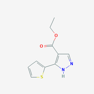 molecular formula C10H10N2O2S B3113242 Ethyl 5-(thiophen-2-yl)-1H-pyrazole-4-carboxylate CAS No. 194546-13-9