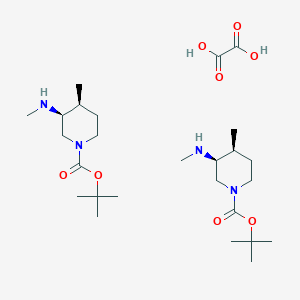 molecular formula C26H50N4O8 B3113264 (3S,4S)-1-Boc-4-甲基-3-(甲基氨基)哌啶半草酸盐 CAS No. 1946010-91-8