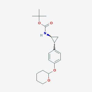 molecular formula C19H27NO4 B3113286 tert-butyl N-[(1S,2R)-rel-2-[4-(Oxan-2-yloxy)phenyl]cyclopropyl]carbamate CAS No. 1946017-76-0